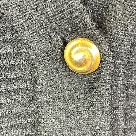 Vintage Premier Collection Petites Sz L Gold buttons Thread Wool Blend Cardigan - Picture 5 of 6